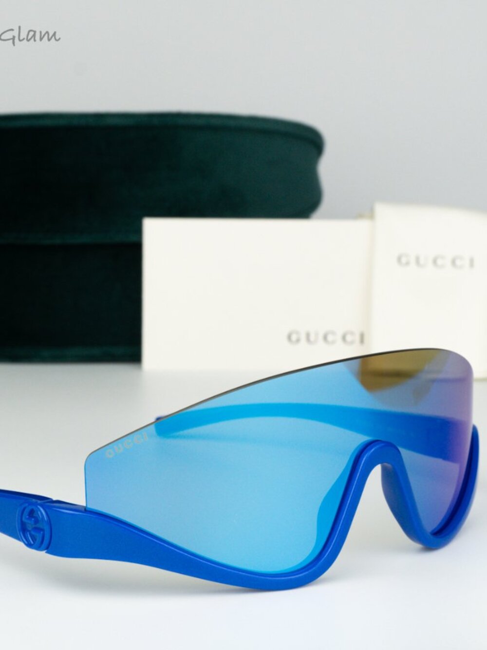 Gucci Women Sunglasses Blue Blue Mirror Shield Mask GG1650S 010 BRAND NEW